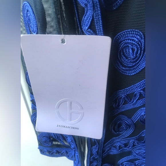 NWT $320 JS Collections stunning blue dress sheer sleeves  size 2 - Picture 8 of 9